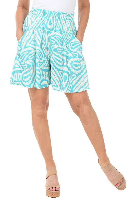 Turquoise Damask Linen Culotte Short