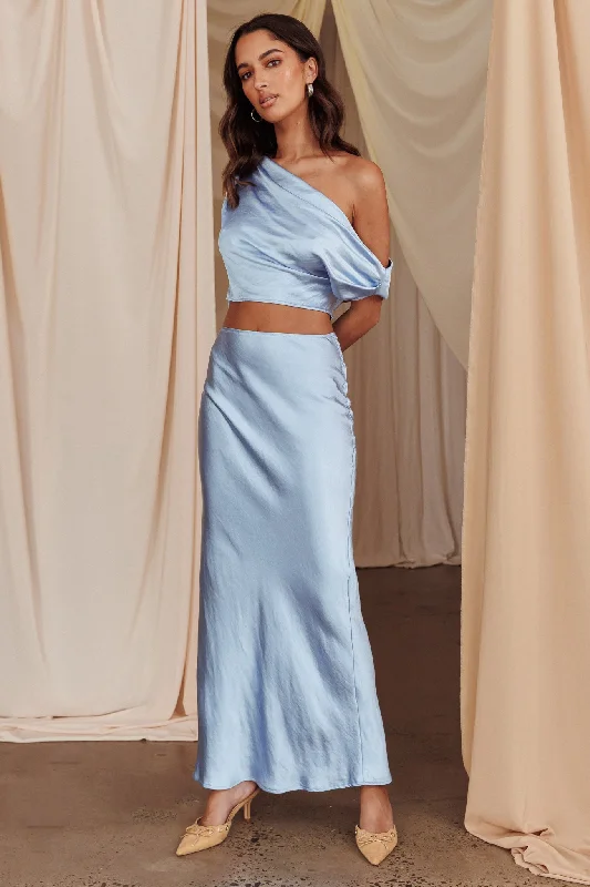 Alivya Satin Maxi Skirt Blue