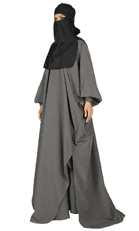 All Occasion Wear Grey And Black  Niqabh, Burkha, Khimar And Lining Set