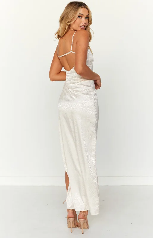 Aria Off White Backless Maxi Dress