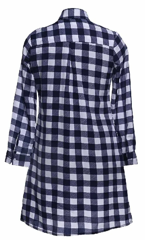 Basic Gingham Printed Button Down Tunic With Pockets