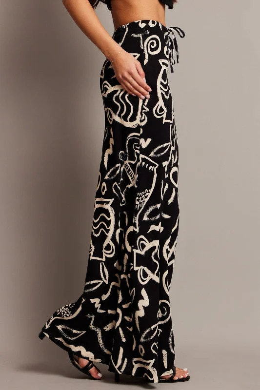 Black Abstract Slip Skirt