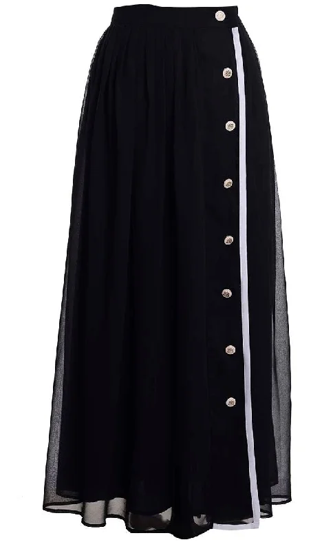 Black Georgette Skirt With Pockets And Lining