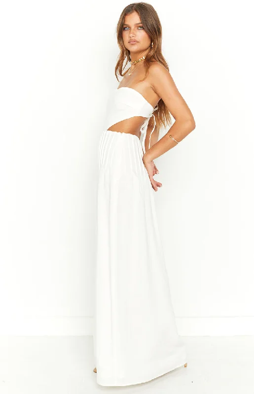 Bronte White Linen Blend Maxi Dress