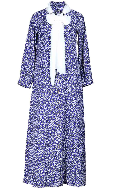 Comfortblue Floral Printed Abaya With Hijab Included Pockets