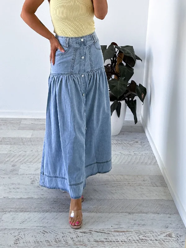 Cory Denim Skirt - Light Blue