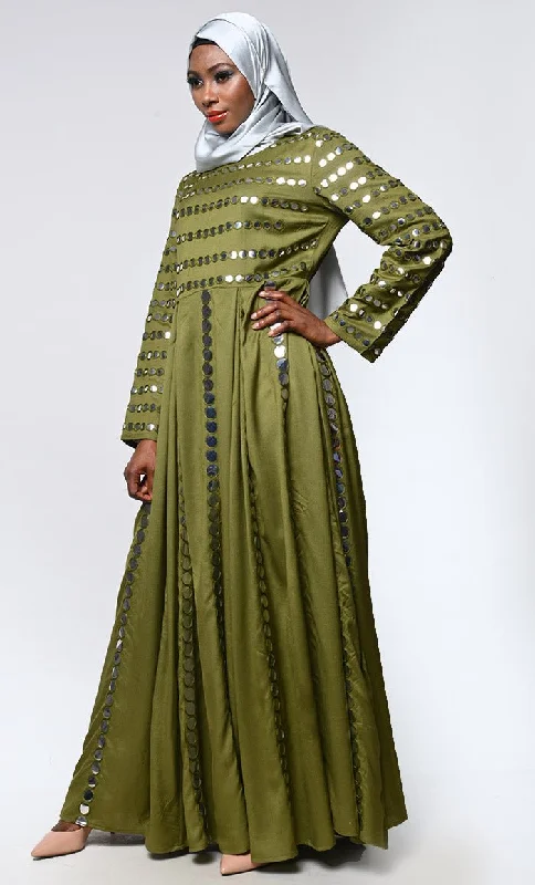 Elegant Mirror Work Detailing Abaya