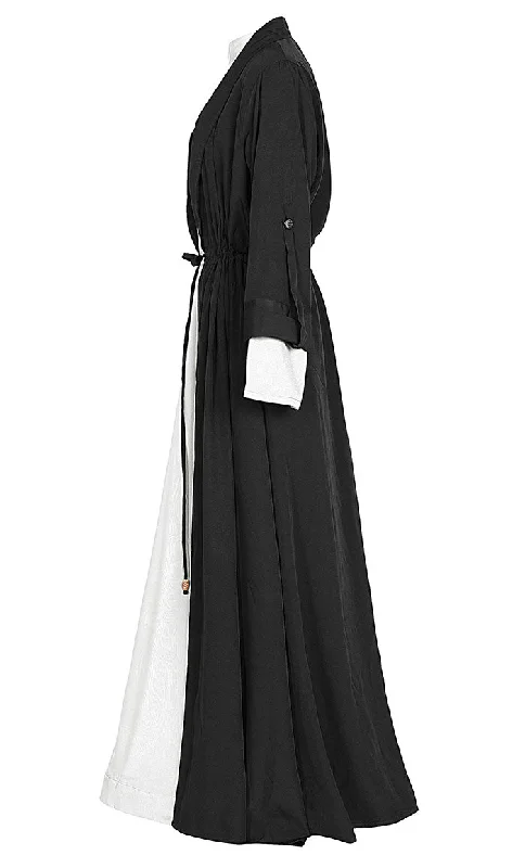 Everyday Wear Black & White Double Layer Bisht And Lined Abaya