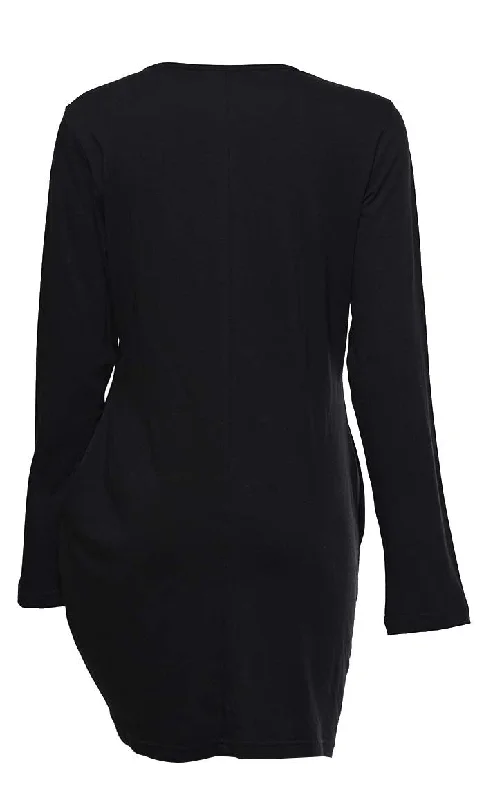 Everyday Wear Basic Black Ruched Detailing Tunic