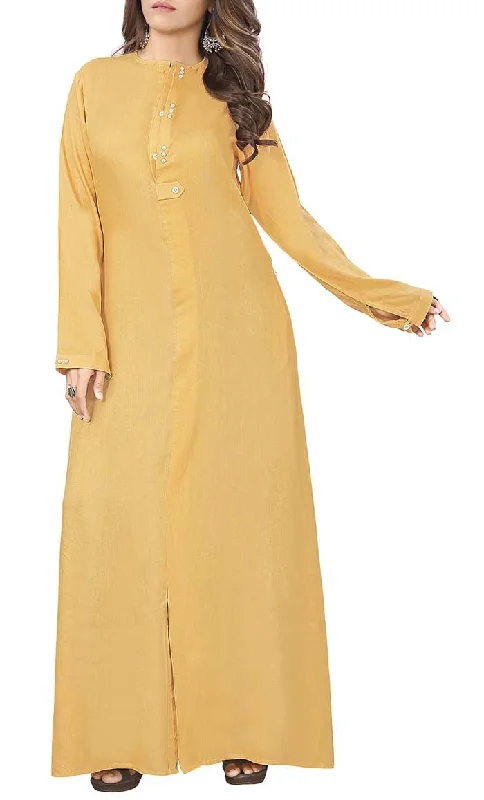 Everydaywear Soft Rayon Double Placket Detailing Abaya With Pockets