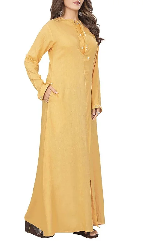 Everydaywear Soft Rayon Double Placket Detailing Abaya With Pockets