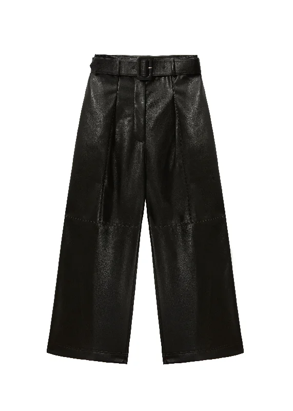 Faux Leather Culottes (Black)