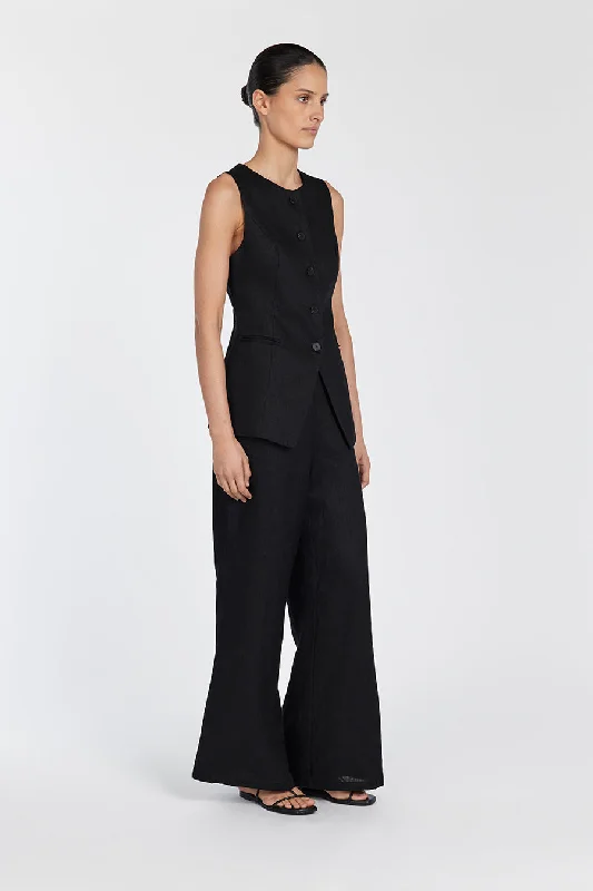 FLICK BLACK LINEN PANT