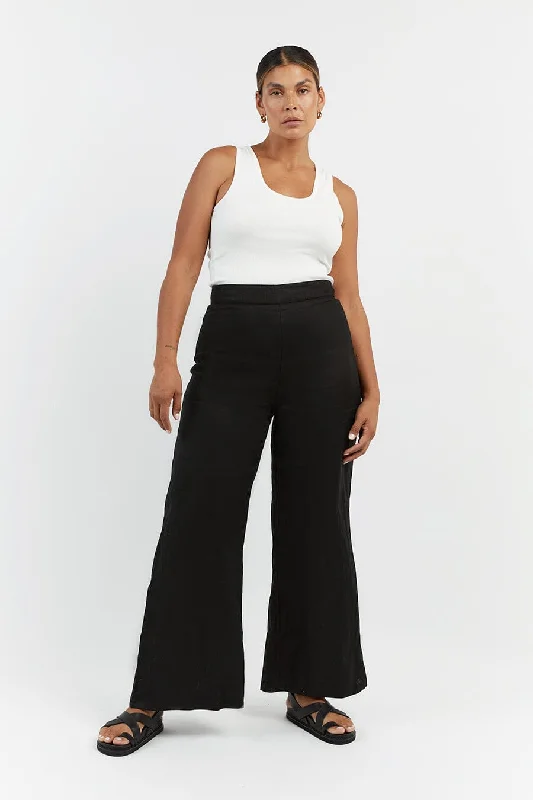 FLICK BLACK LINEN PANT