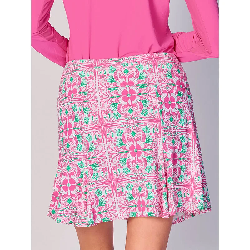 G Lifestyle Tile 17-Inch Flare Skort - Pink