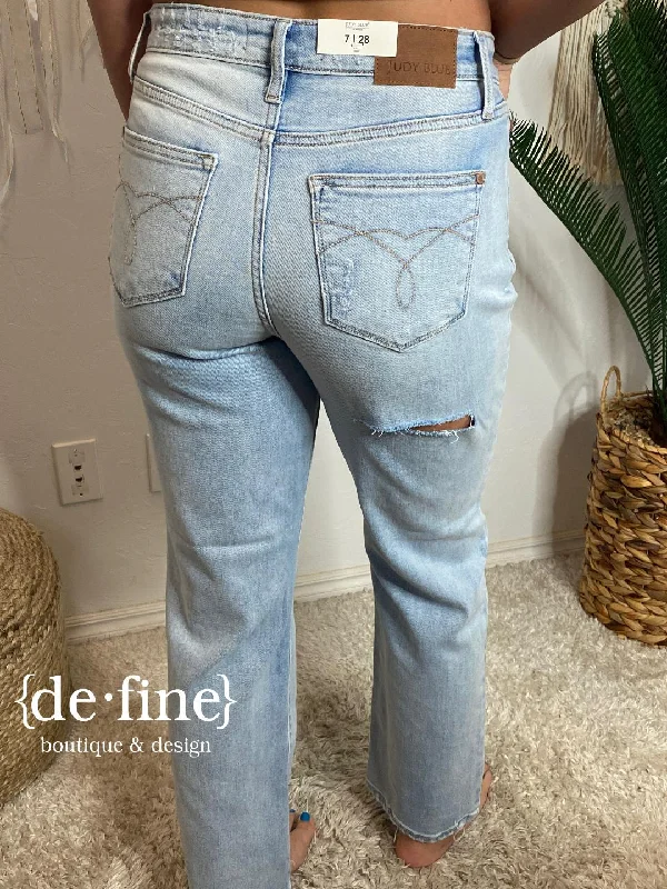 Judy Blue High Waist Destroyed 90s Straight Jeans