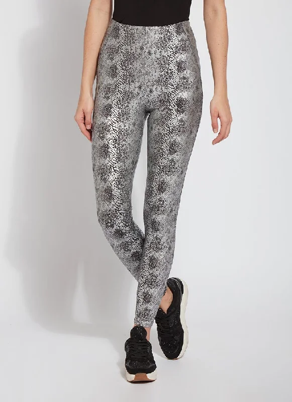 Patterned Matilda Foil Leggings, Sterling Snake