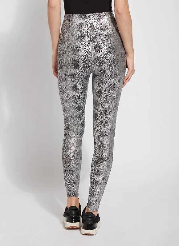 Patterned Matilda Foil Leggings, Sterling Snake