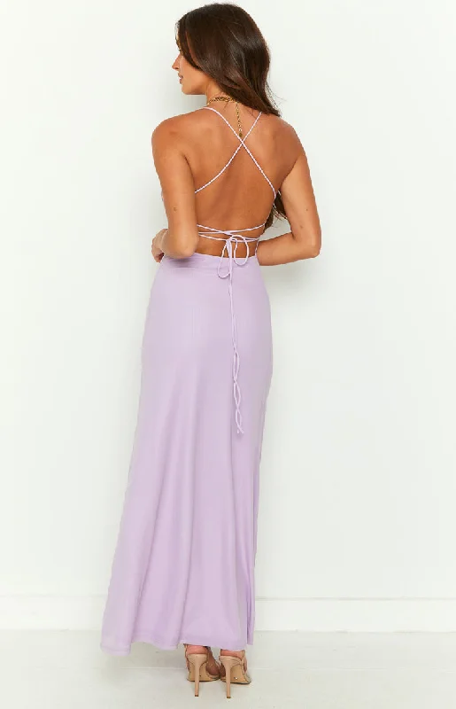 Masie Lilac Mesh Maxi Dress