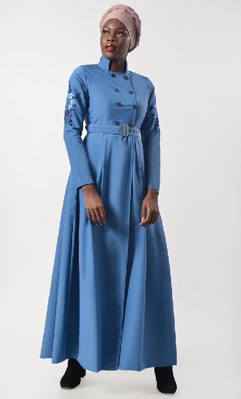 Modest Classic Embroidered Abaya  With Pockets