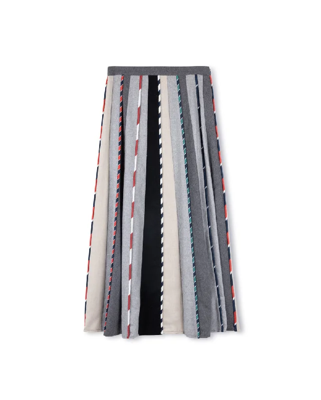 Multi Stripe Pleated Skirt