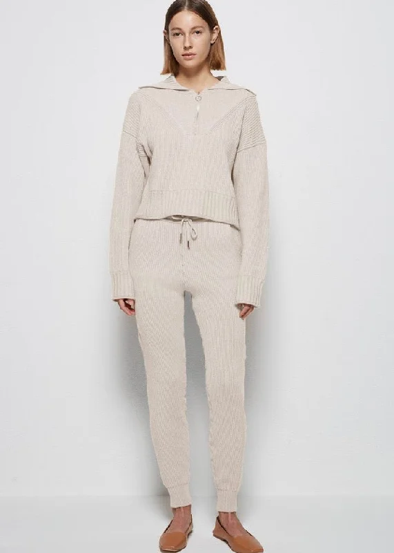 Nina Wool Cashmere Joggers (Parchment)