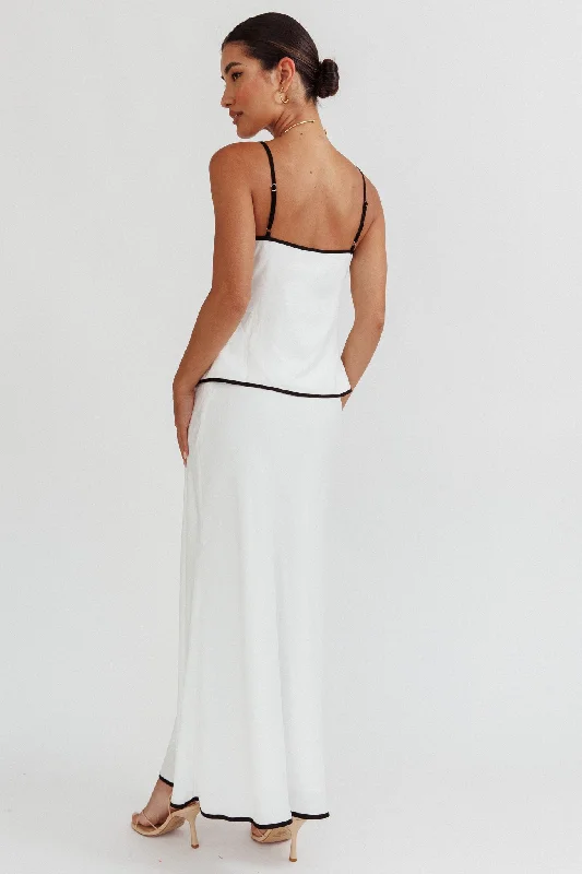 Only One Contrast Trim Maxi Skirt White