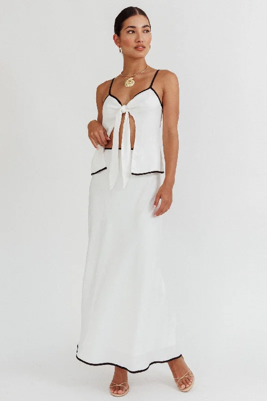 Only One Contrast Trim Maxi Skirt White