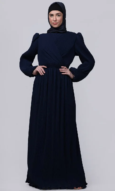 Ramadan Special Amazing Puff Sleeves And Overlaped Detailing  Abaya