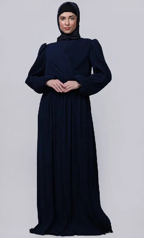 Ramadan Special Amazing Puff Sleeves And Overlaped Detailing  Abaya