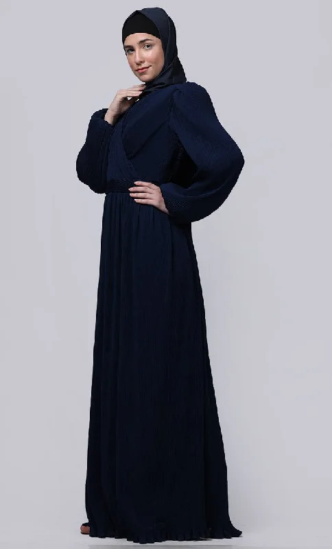 Ramadan Special Amazing Puff Sleeves And Overlaped Detailing  Abaya