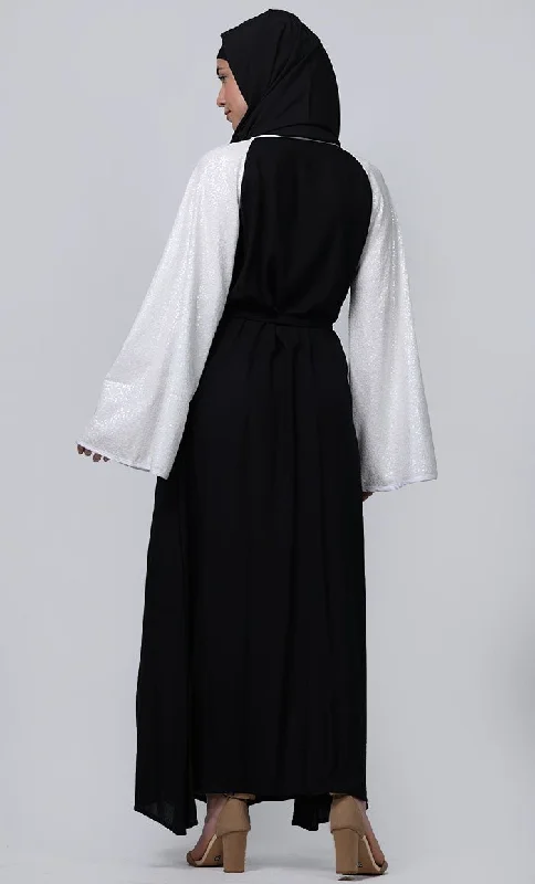 Ramadan Special Contrasted Sequence Sleeves Detailing Abaya