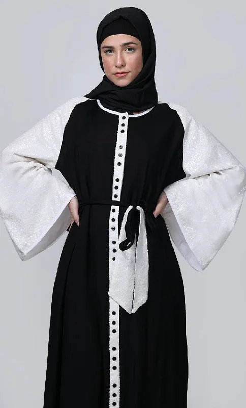 Ramadan Special Contrasted Sequence Sleeves Detailing Abaya