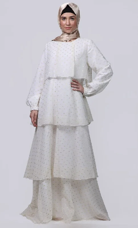 Ramadan Special White Mult-Layered Abaya