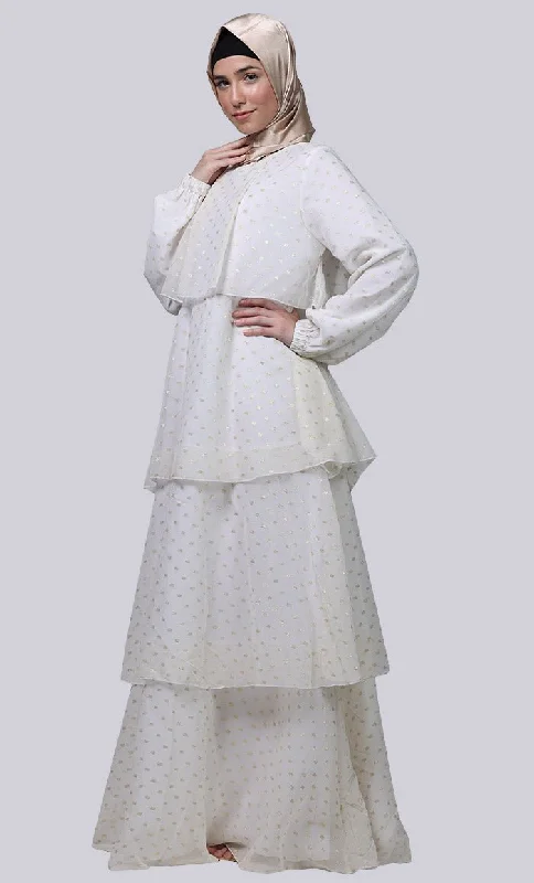 Ramadan Special White Mult-Layered Abaya