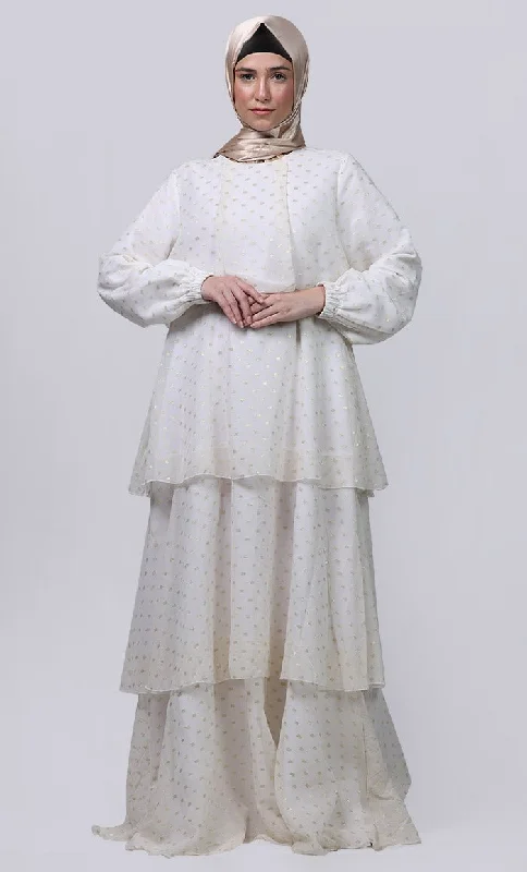 Ramadan Special White Mult-Layered Abaya