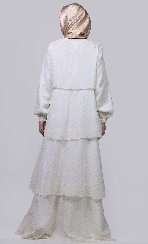 Ramadan Special White Mult-Layered Abaya