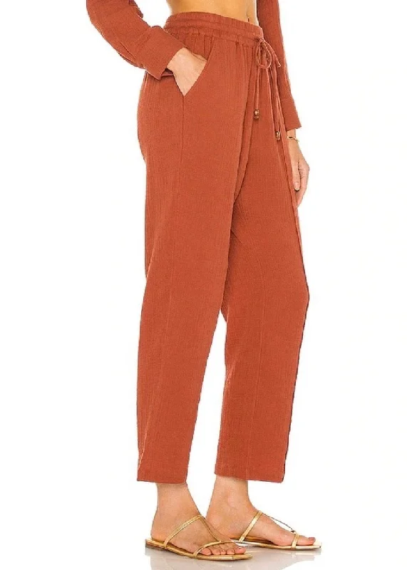 Rosie Organic Gauze Pin Tuck Crop Pant (Brown)