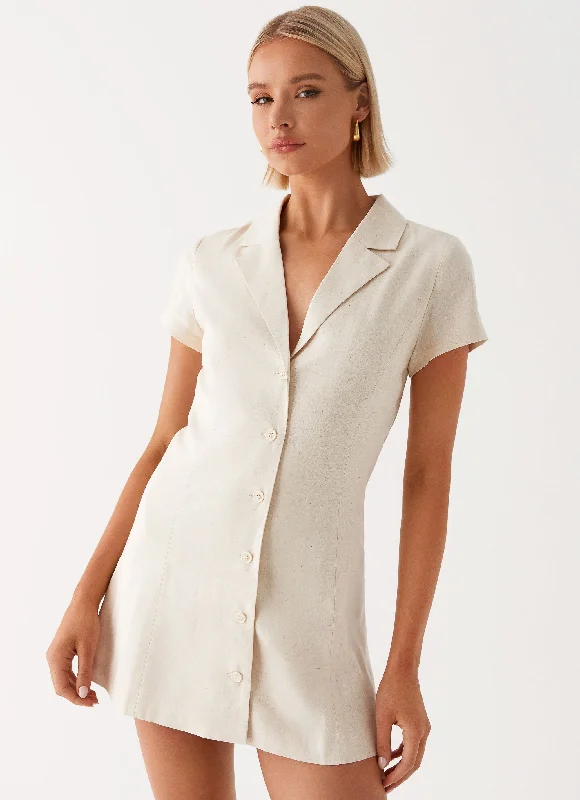 Russo Linen Mini Dress - Oatmeal