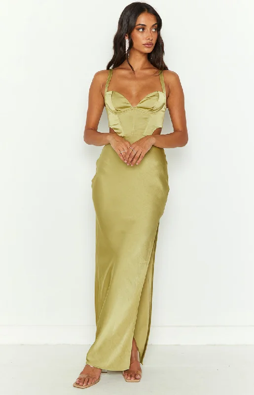 Sarah Green Corset Formal Maxi Dress