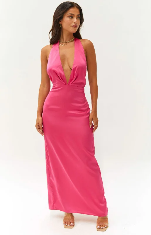 Seattle Pink Halter Formal Dress