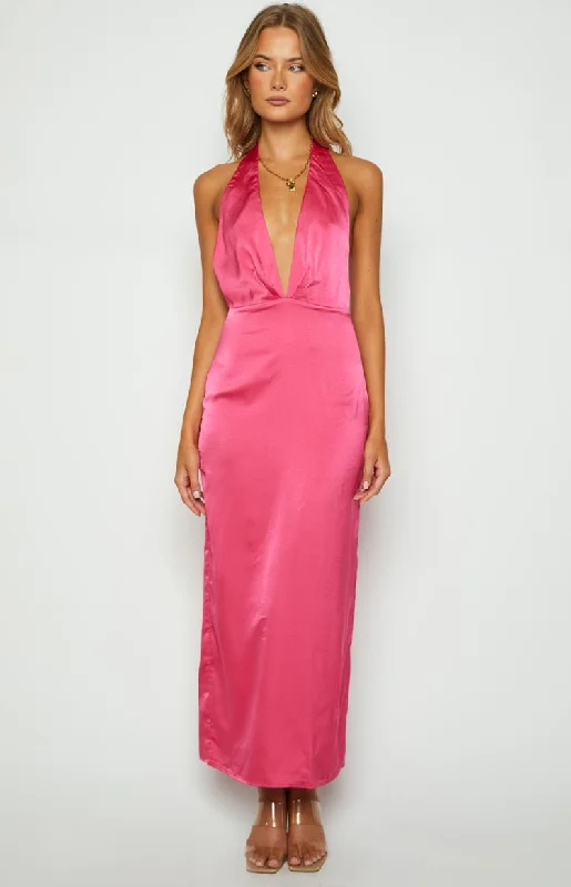 Seattle Pink Halter Formal Dress