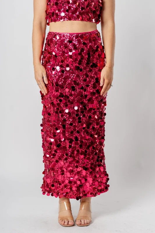 Sequin midi skirt pink