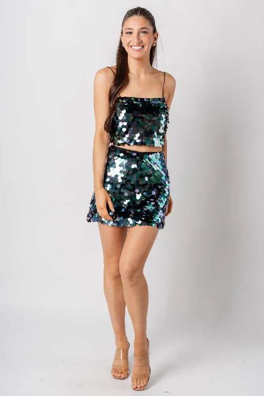 Sequin mini skirt black