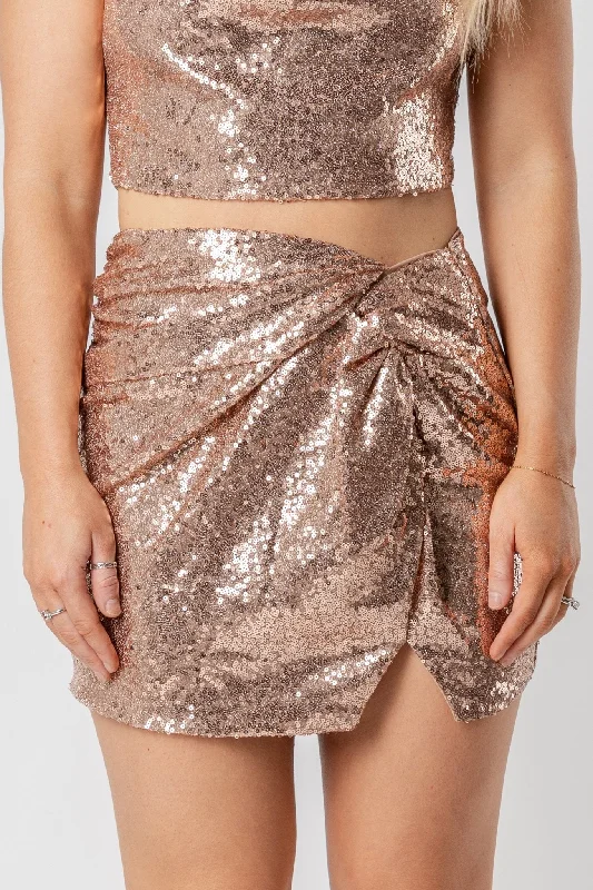 Sequin mini skirt rose gold