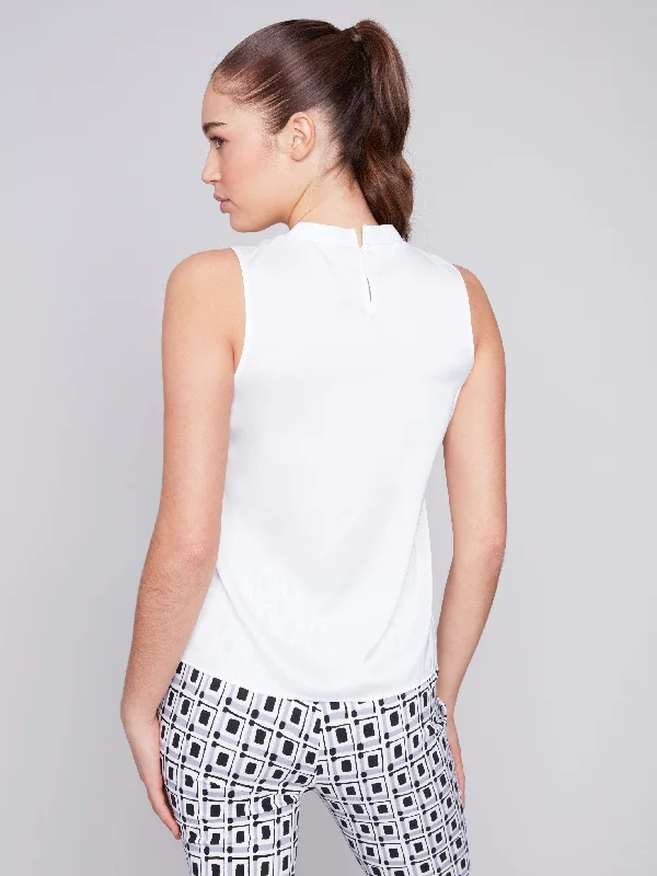 Sleeveless Satin Top - White