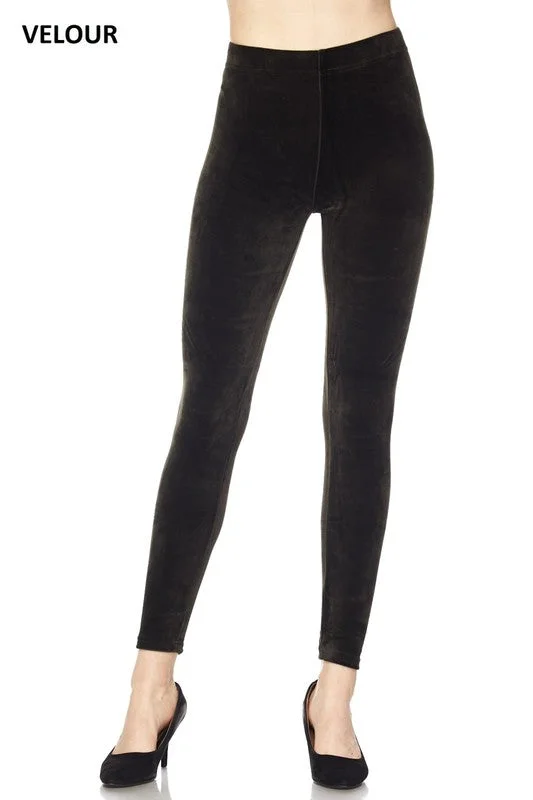 SOLID VELOUR BRUSHED ANKLE LEGGINGS