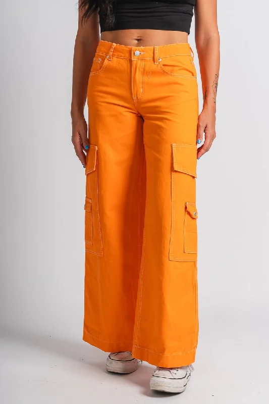 Stitch cargo pants orange