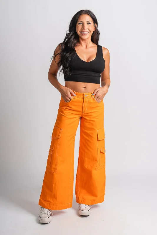 Stitch cargo pants orange