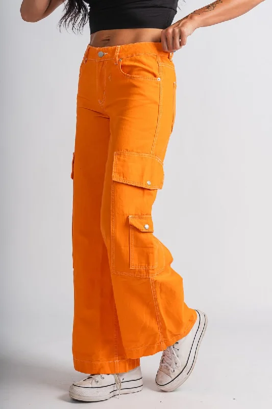 Stitch cargo pants orange